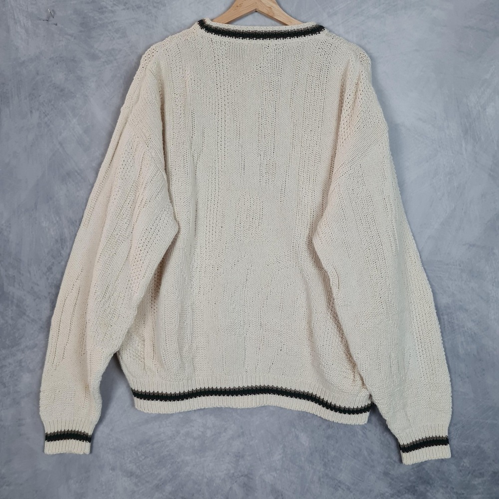 Vintage St Johns Bay Sweater Mens 2XL Cream Mallard Duck Embroidered Knit 90s - Picture 8 of 16